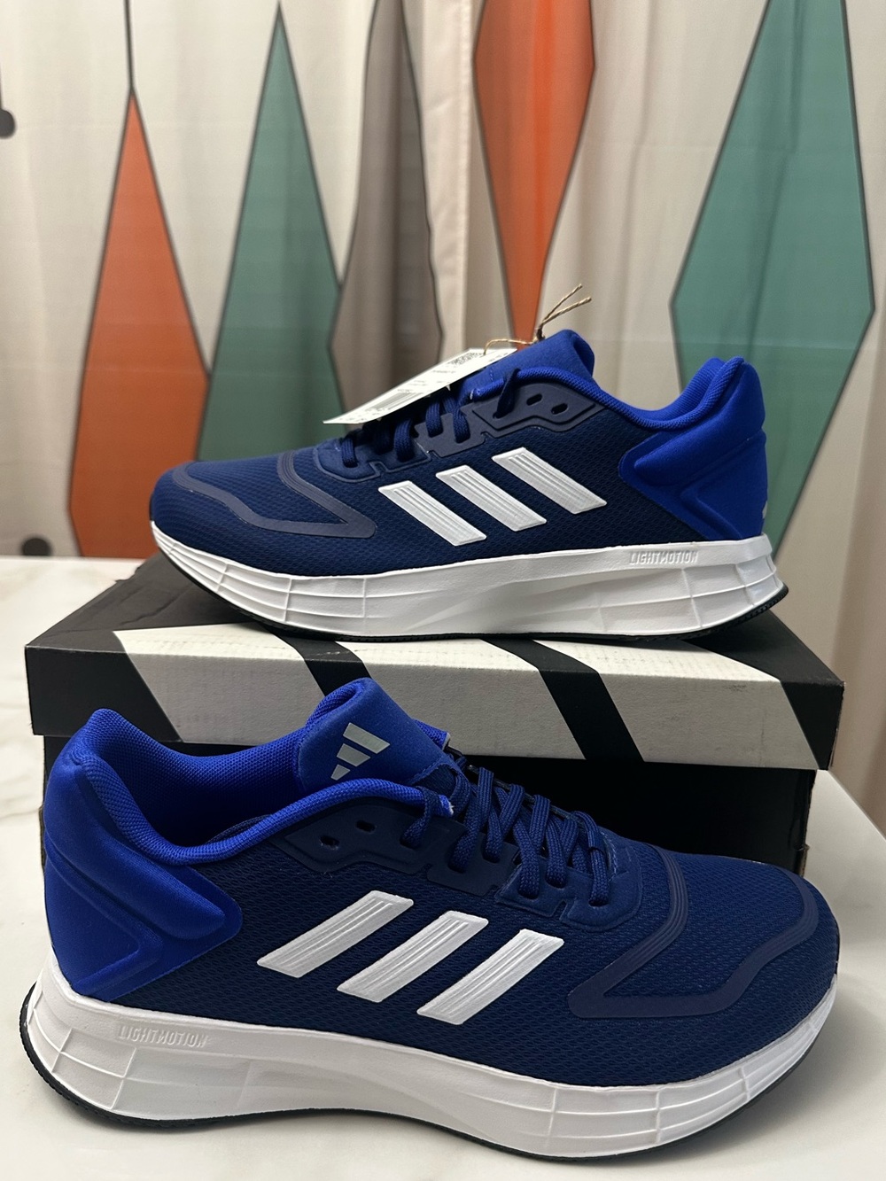 adidas Men's Royal Blue Athletic Running Shoes with White Stripes